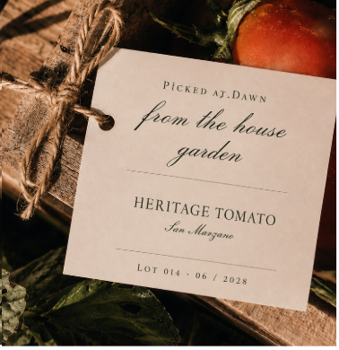 Hotel Kraus house garden produce tag concept