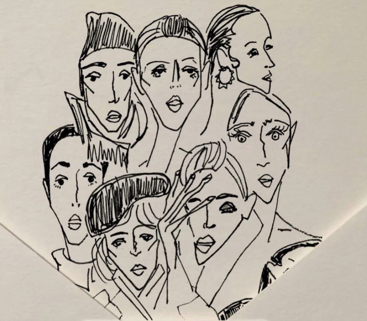 Sketch of faces — the collective
